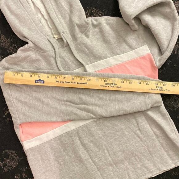 Hippie Rose Gray Pink White Size Small Hoodie Sweater USED Striped Comfy Grey - Picture 7 of 12